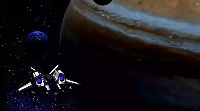 Ship1 spaceship with lights