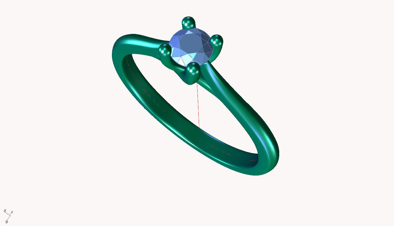 ZDR078 solitaire diamond ring gold 3D print model_5