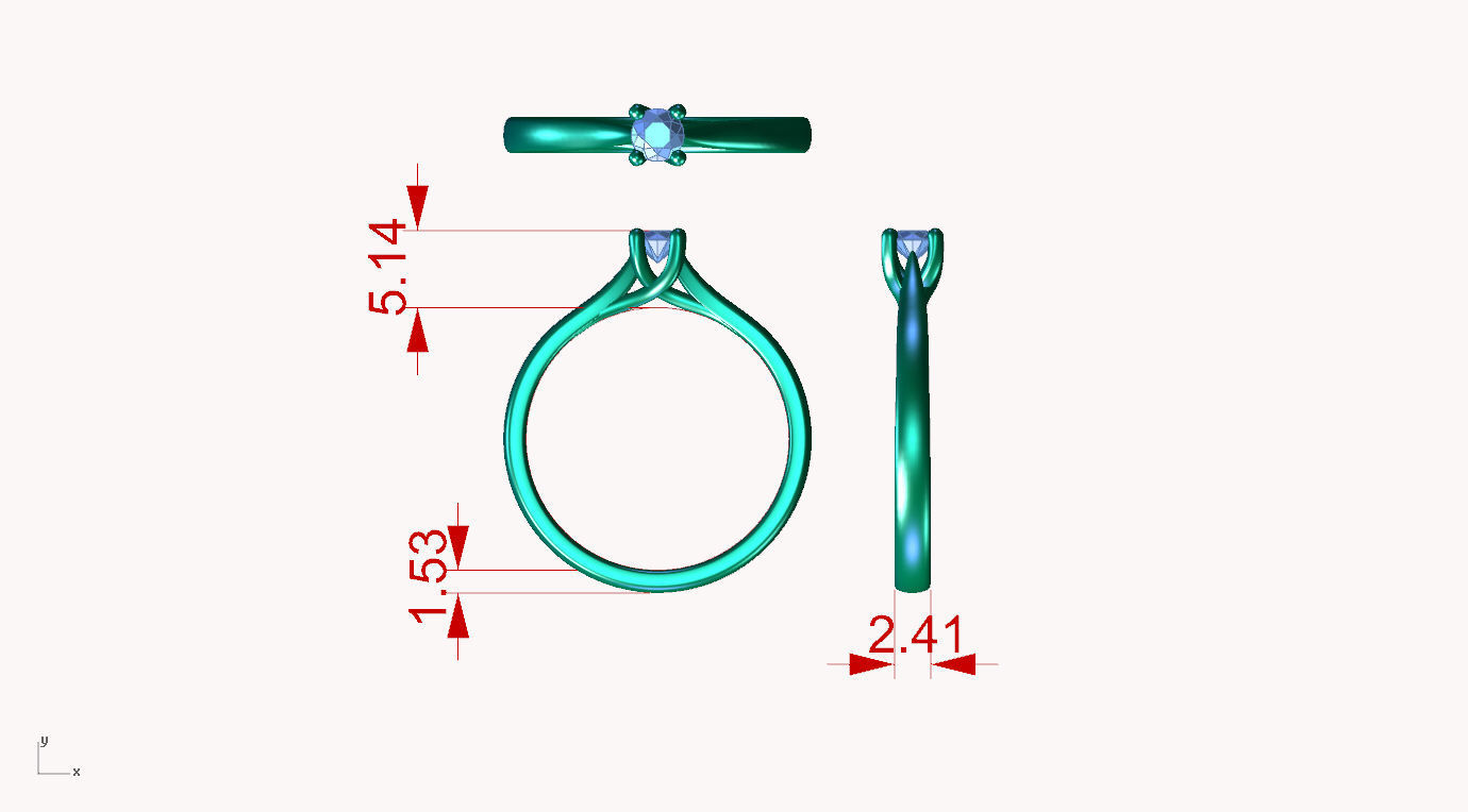 ZDR078 solitaire diamond ring gold 3D print model_4