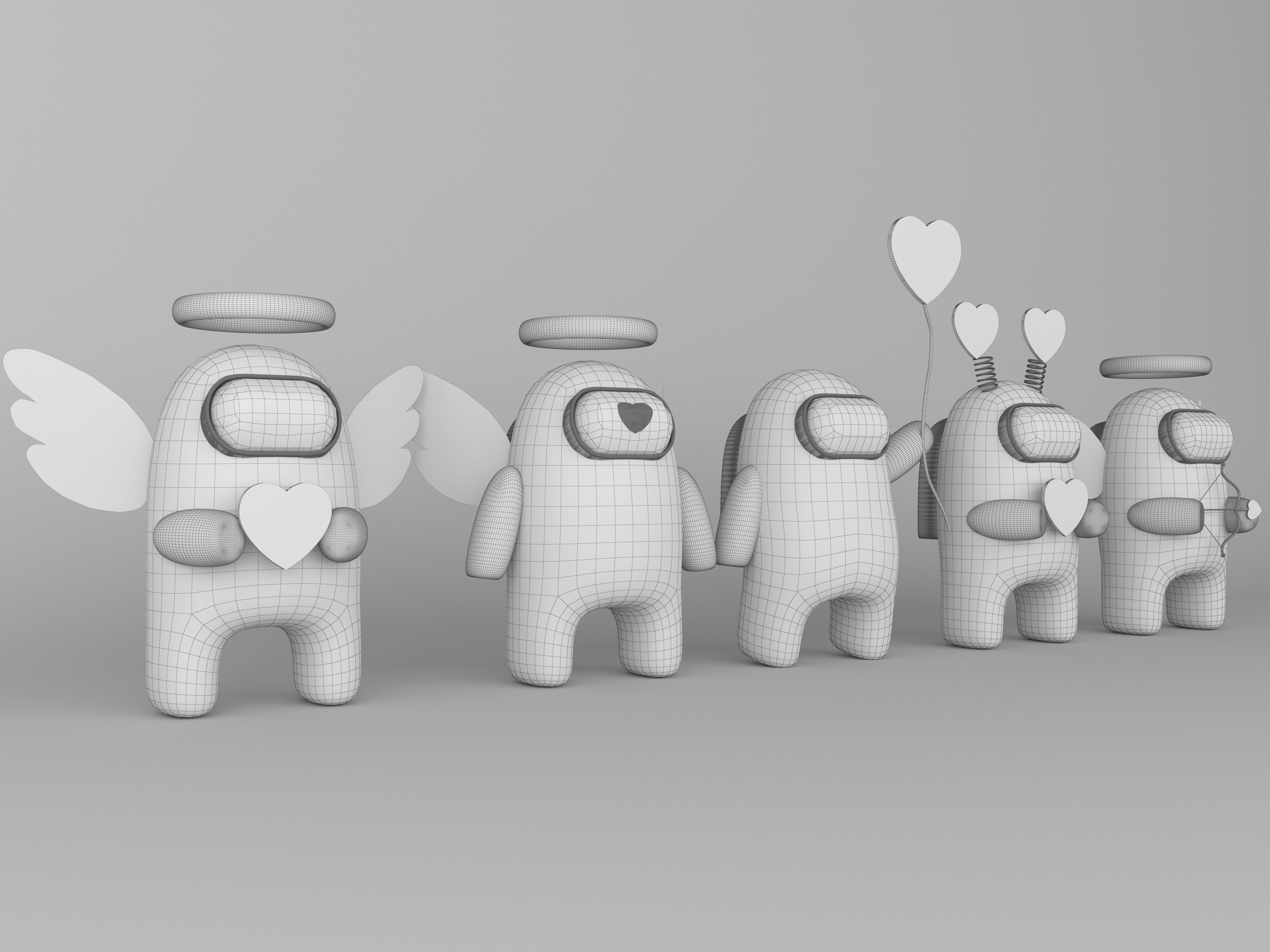 Valentines Day Among Us Collection of 10 Low-poly 3D model_1