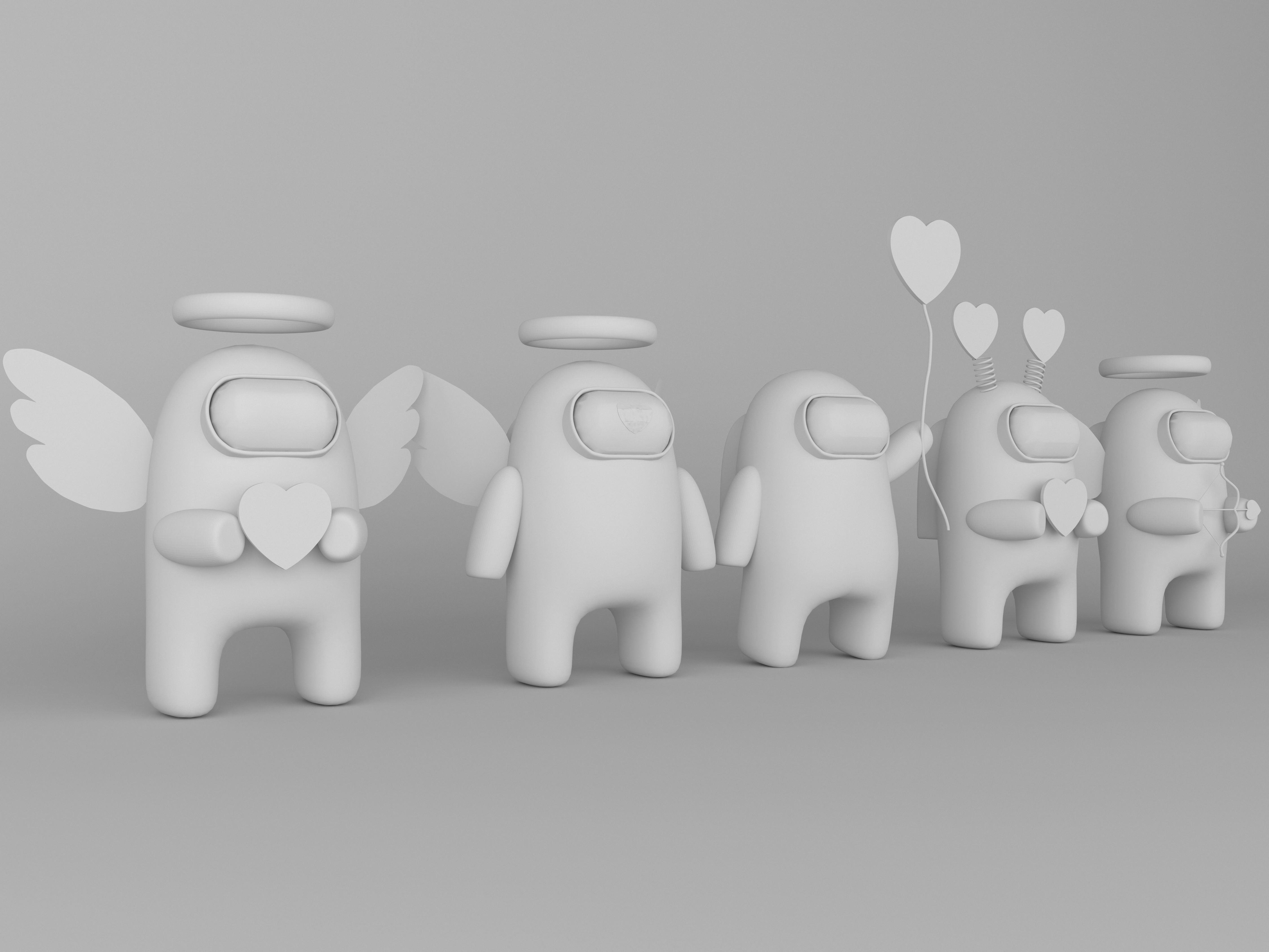 Valentines Day Among Us Collection of 10 Low-poly 3D model_2