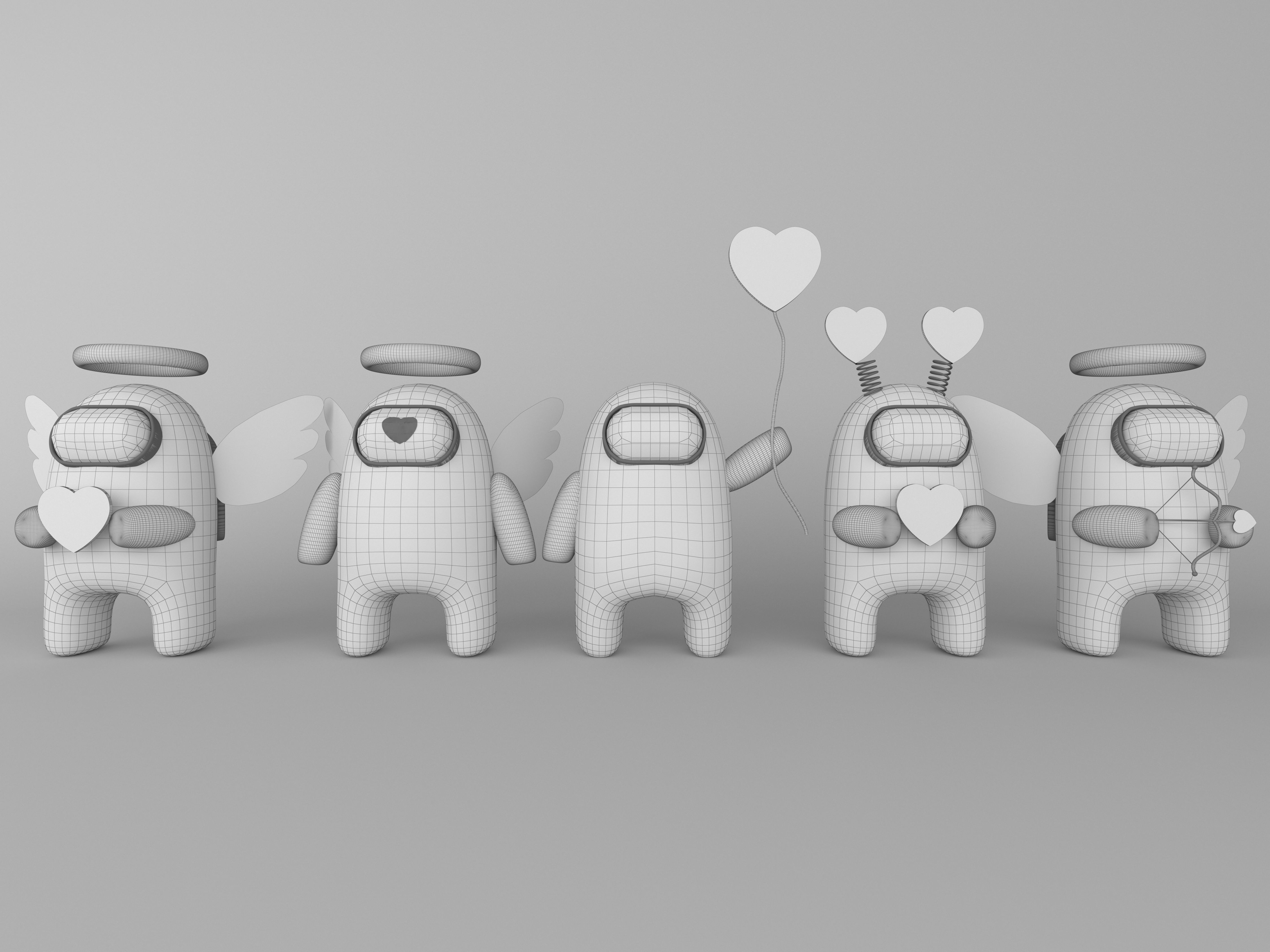Valentines Day Among Us Collection of 10 Low-poly 3D model_4