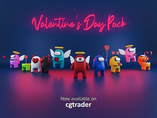 Valentines Day Among Us Collection of 10 Low-poly 3D model