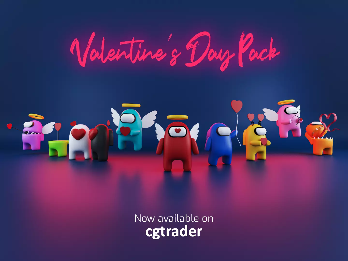 Valentines Day Among Us Collection of 10 Low-poly 3D model_0