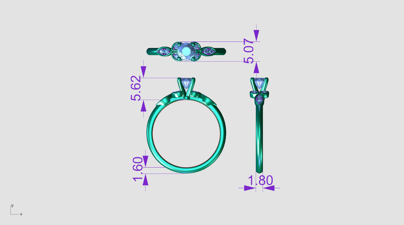 ZDR088 engagement ring with diamonds 3D print model_6