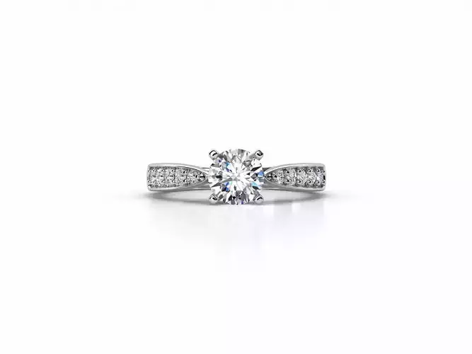ZDR092 diamond engagement ring with pave set diamonds
