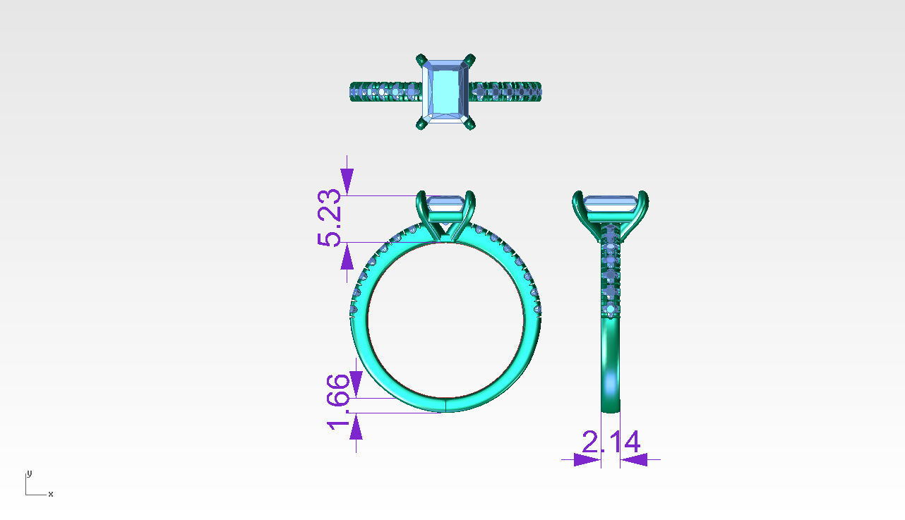 ZDR093 princess cut diamond engagement ring 3D print model_5