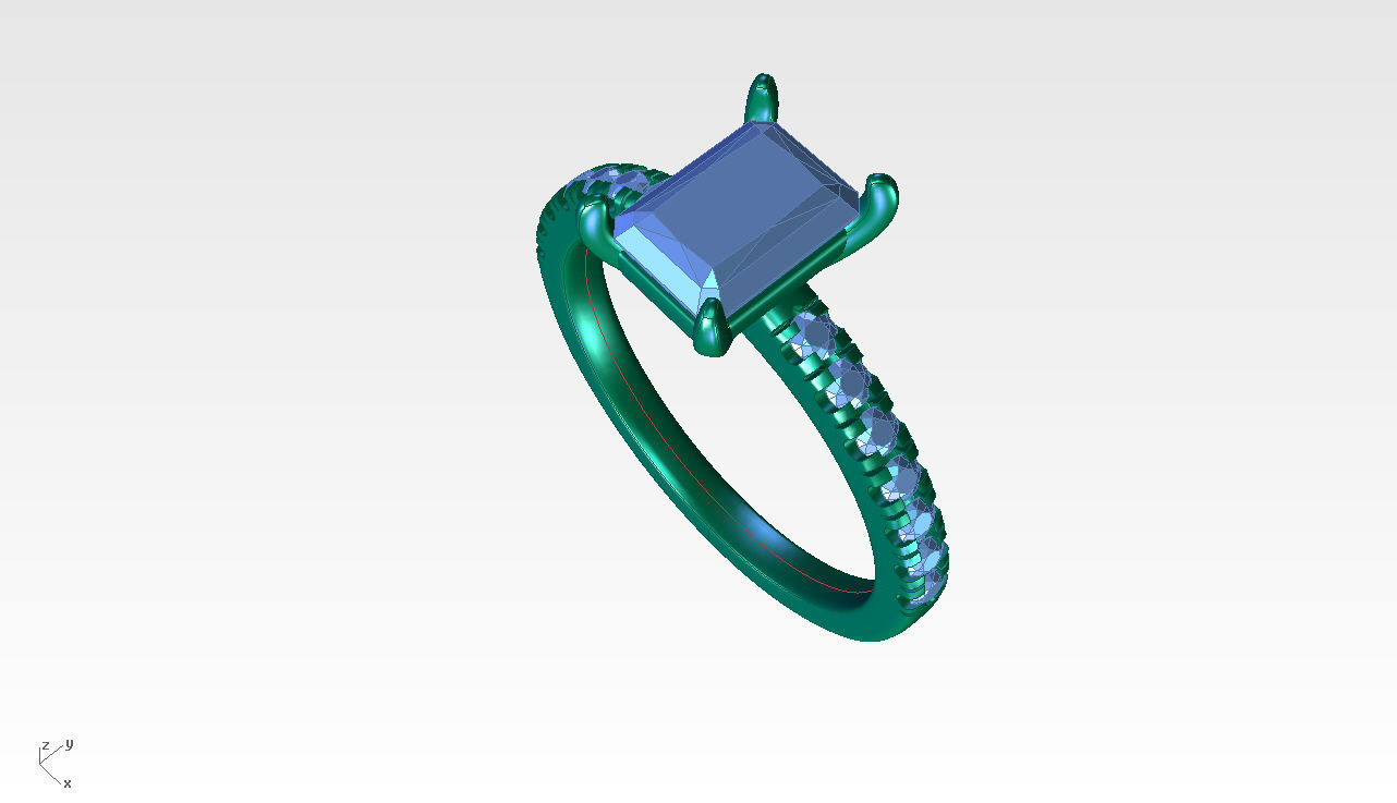 ZDR093 princess cut diamond engagement ring 3D print model_4