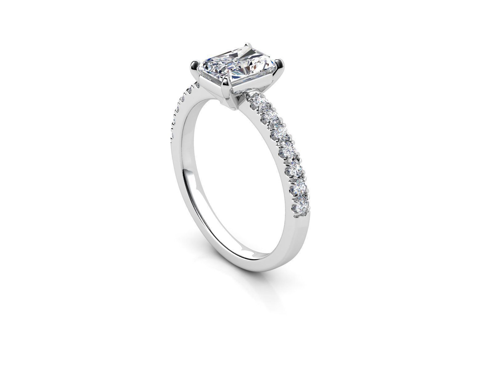 ZDR093 princess cut diamond engagement ring 3D print model_1