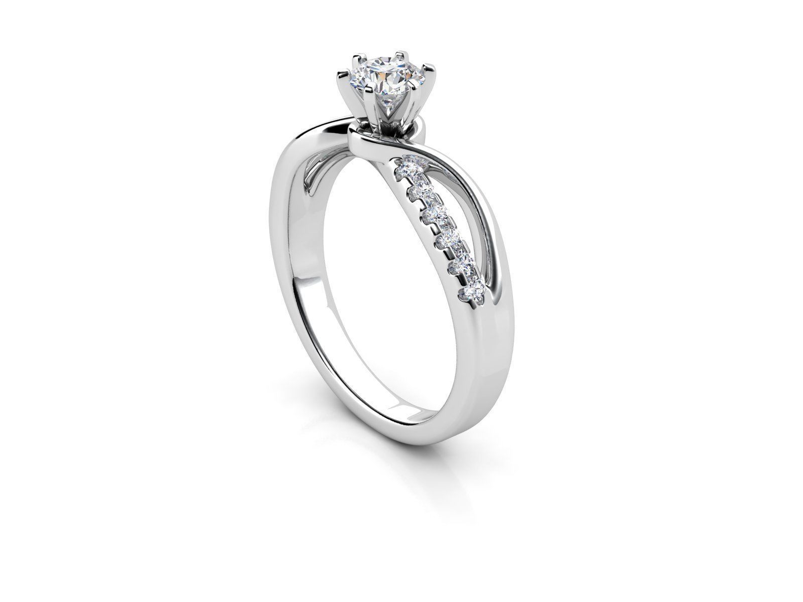 ZDR095 diamond engagement ring gold 3D print model_2