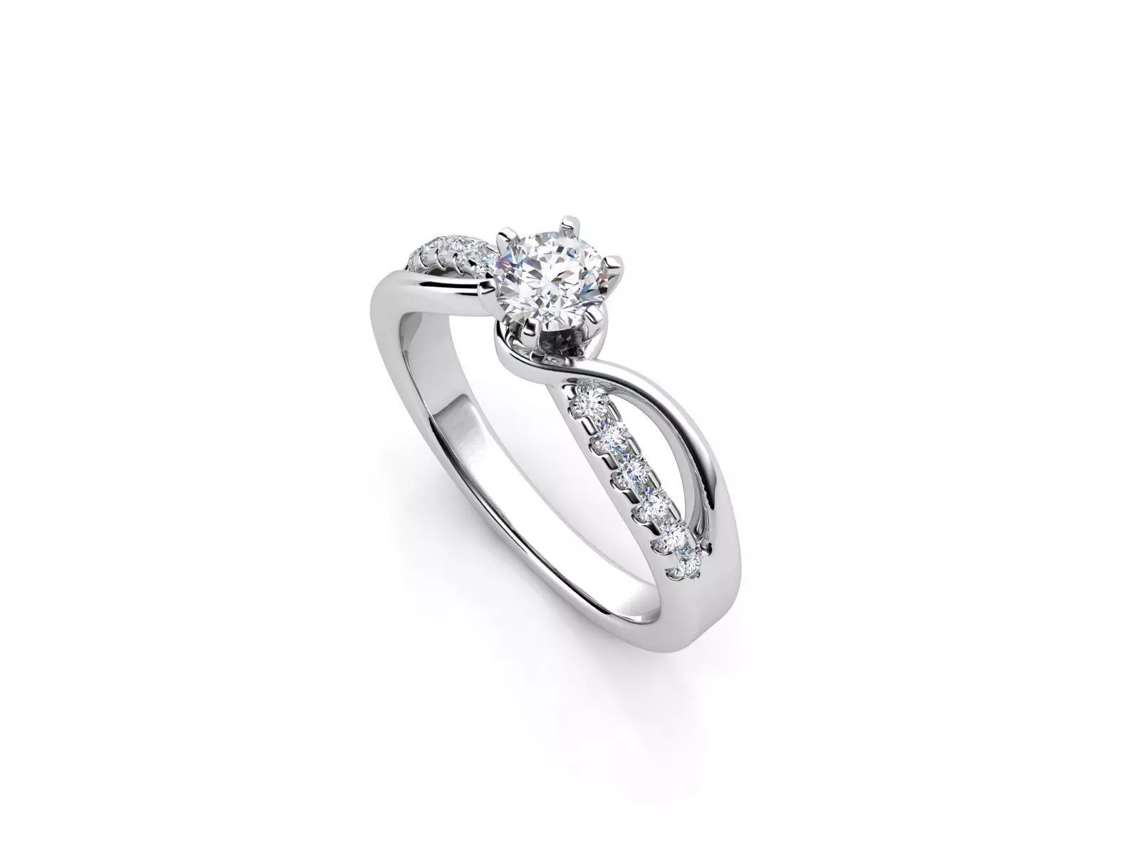 ZDR095 diamond engagement ring gold 3D print model_0