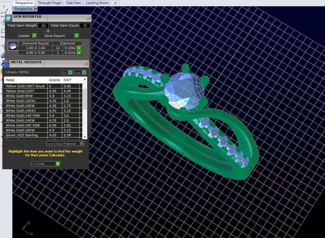 ZDR095 diamond engagement ring gold 3D print model_5