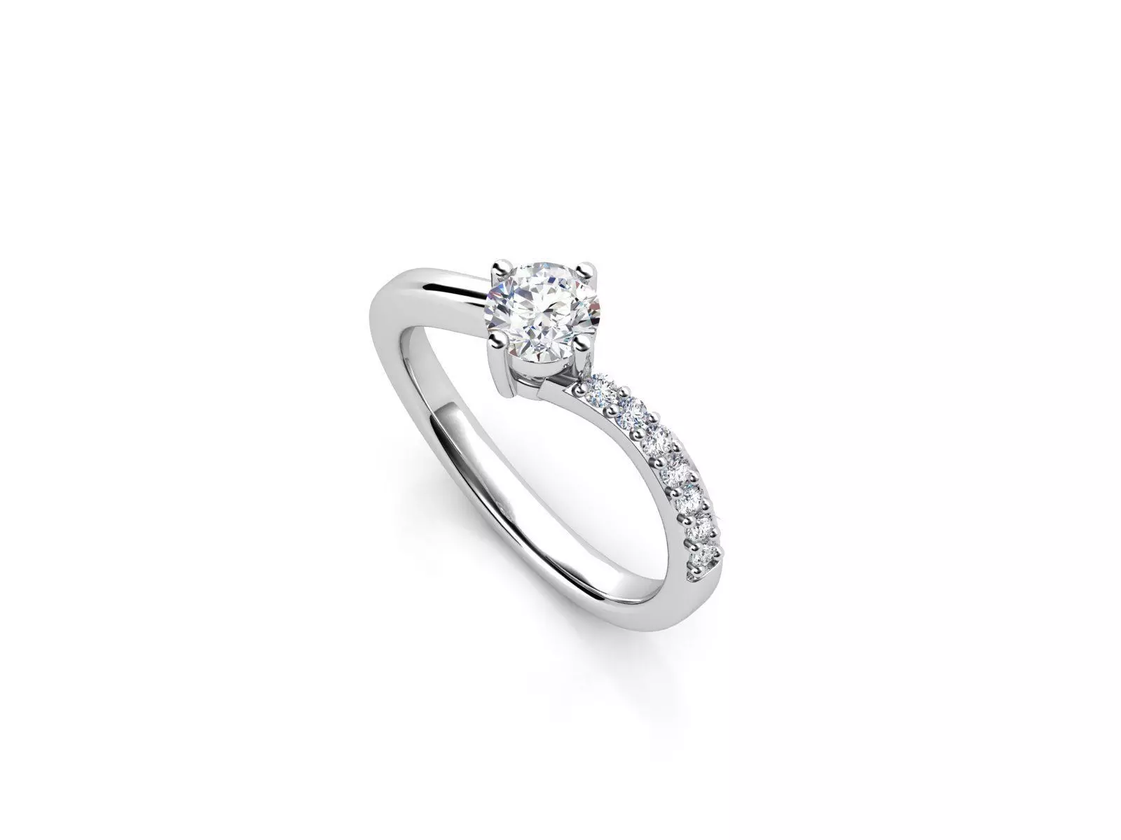 ZDR096 diamond engagement ring gold 3D print model