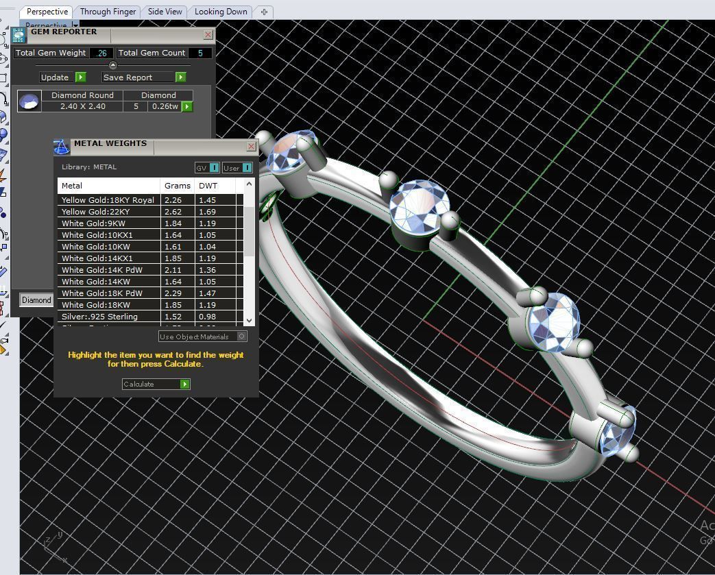 ZDR099 gold diamond stacking ring 3D print model_6