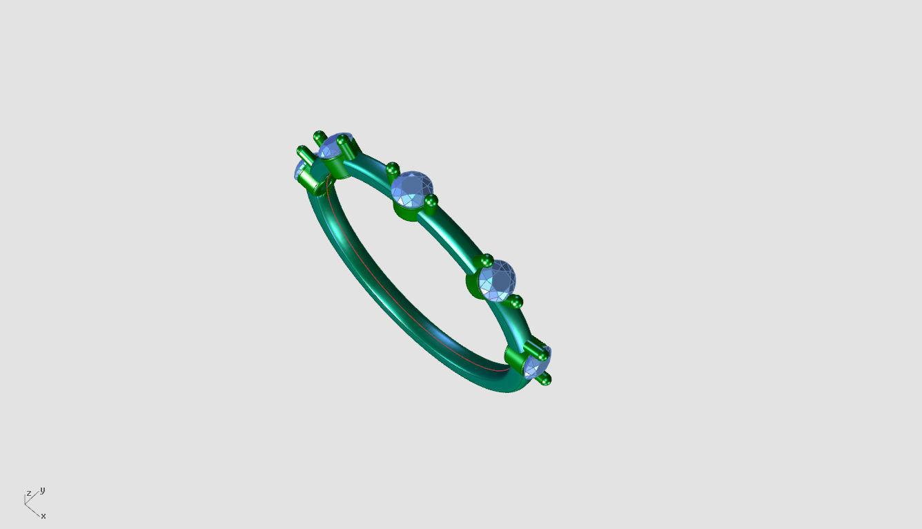 ZDR099 gold diamond stacking ring 3D print model_4
