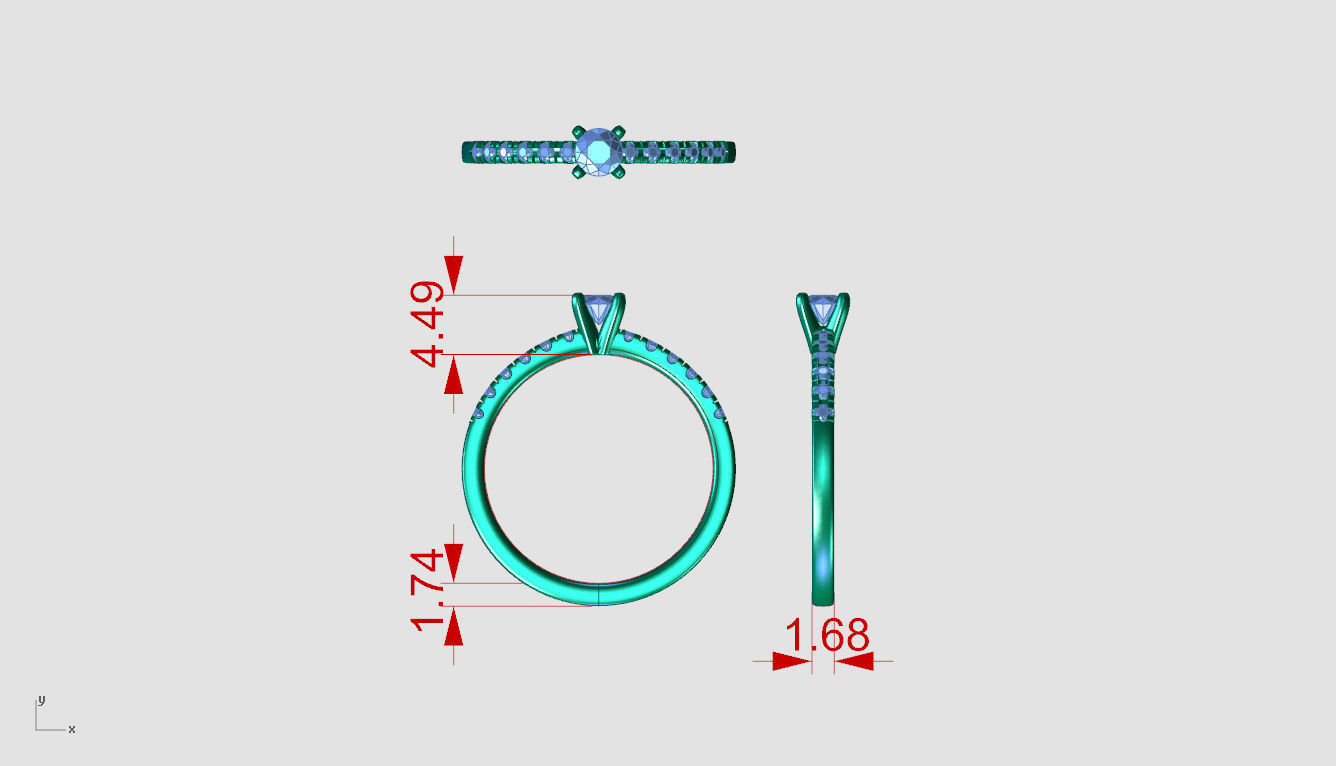 ZDR0101 diamond engagement ring gold 3D print model_3