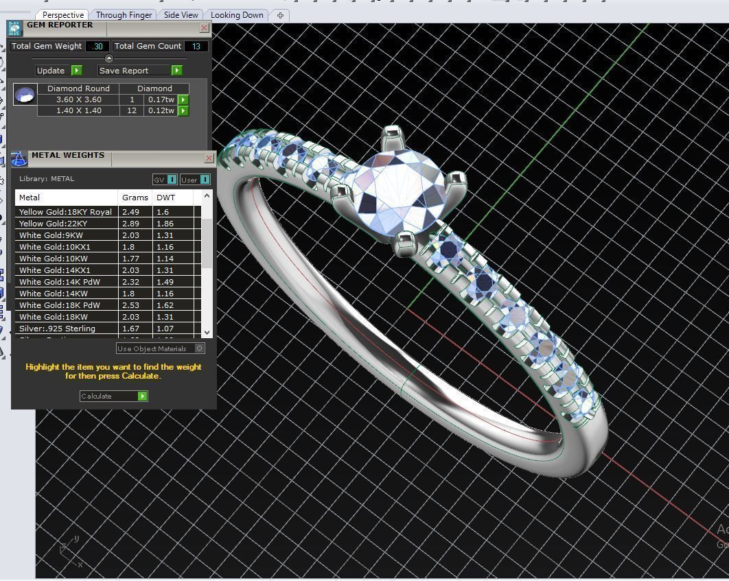 ZDR0101 diamond engagement ring gold 3D print model_4