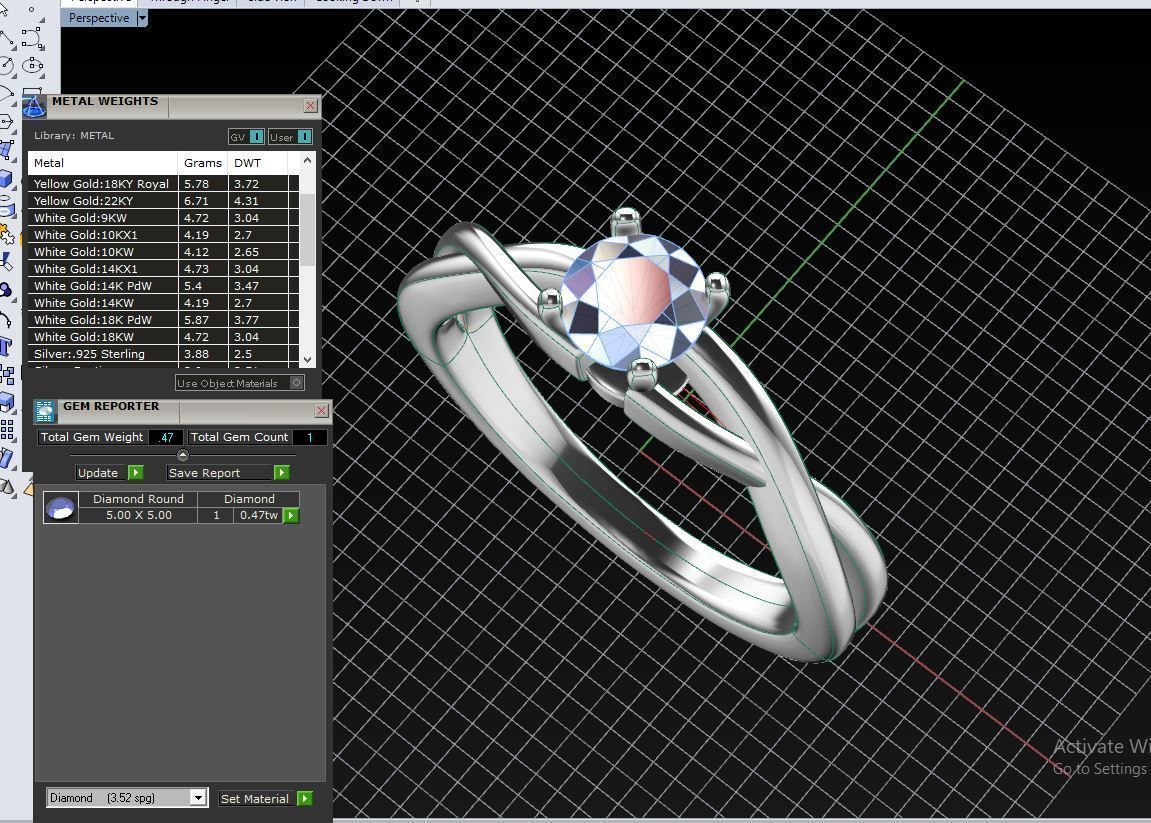 ZDR0102 engagement ring with diamond in middle 3D print model_5