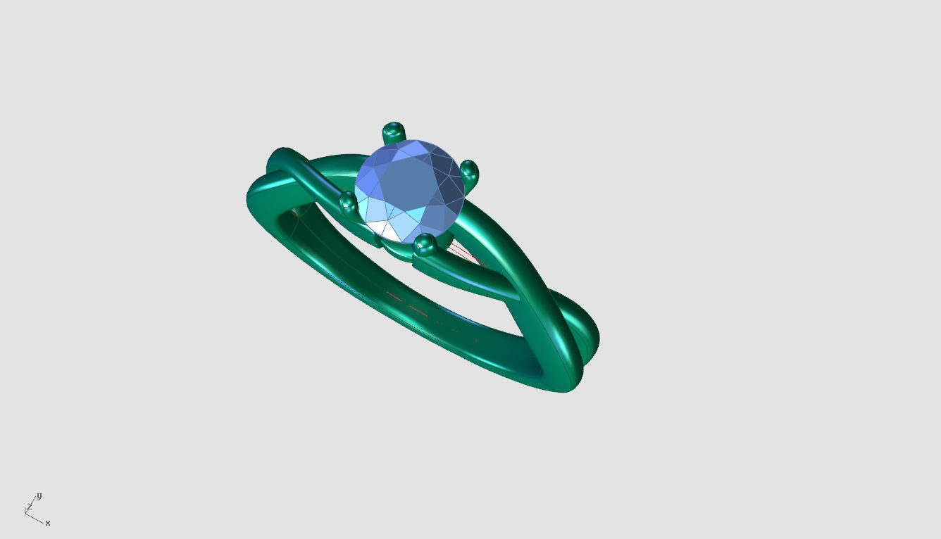 ZDR0102 engagement ring with diamond in middle 3D print model_4