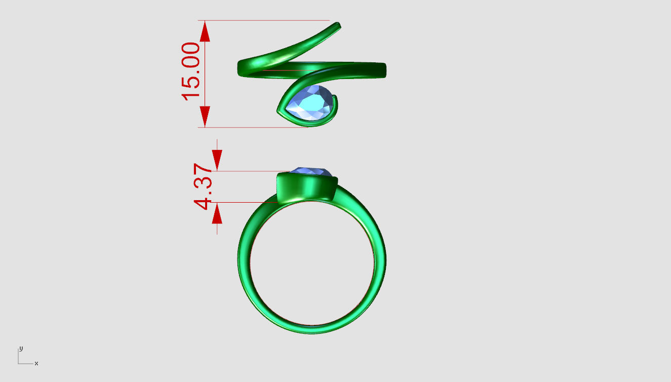 ZDR0104 pear shaped diamond ring gold 3D print model_3