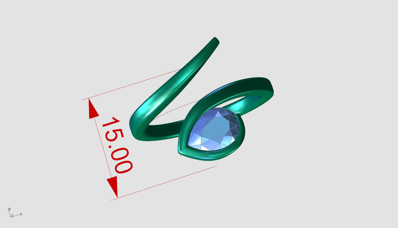 ZDR0104 pear shaped diamond ring gold 3D print model_5