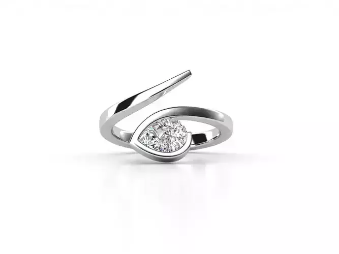 ZDR0104 pear shaped diamond ring gold 3D print model