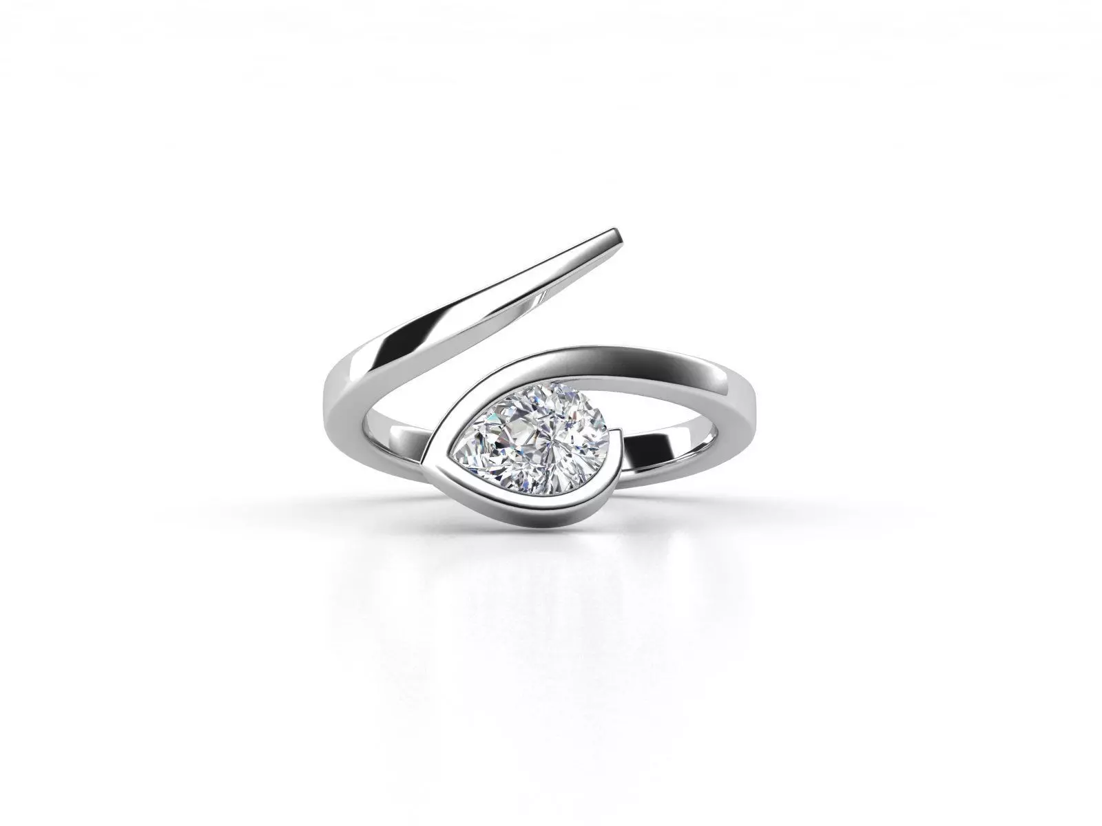 ZDR0104 pear shaped diamond ring gold 3D print model_0