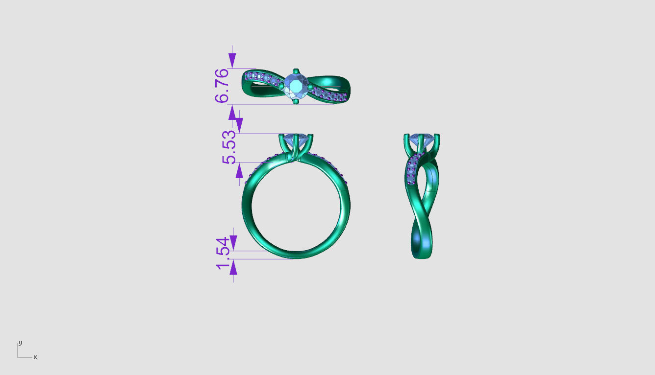 ZDR106 two diamond ring set gold 3D print model_8