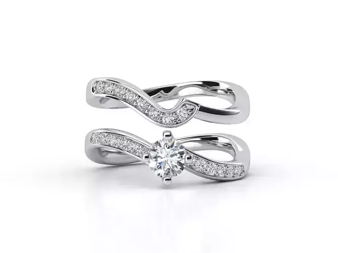 ZDR106 two diamond ring set gold