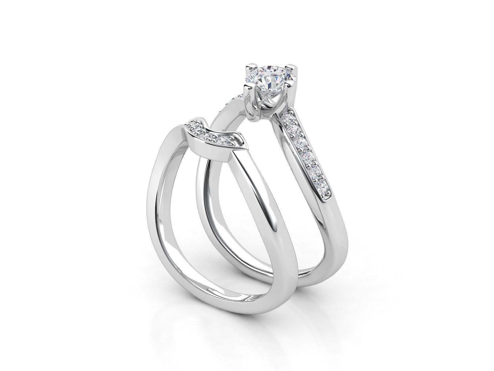 ZDR106 two diamond ring set gold 3D print model_4