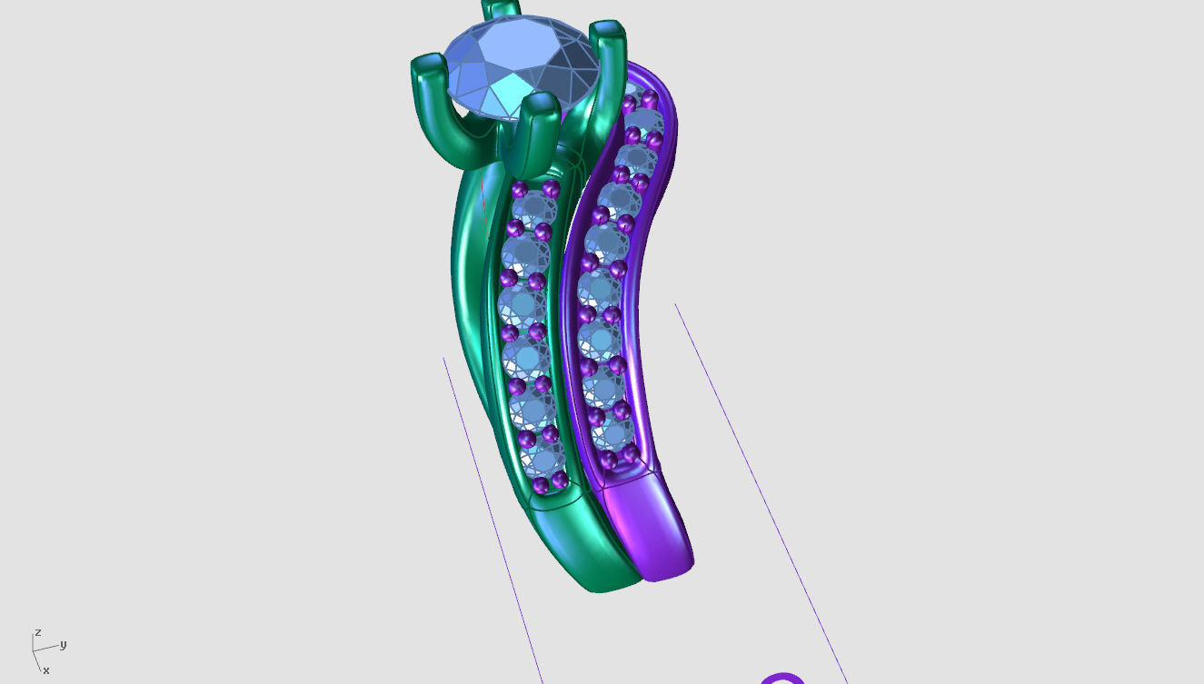 ZDR106 two diamond ring set gold 3D print model_12