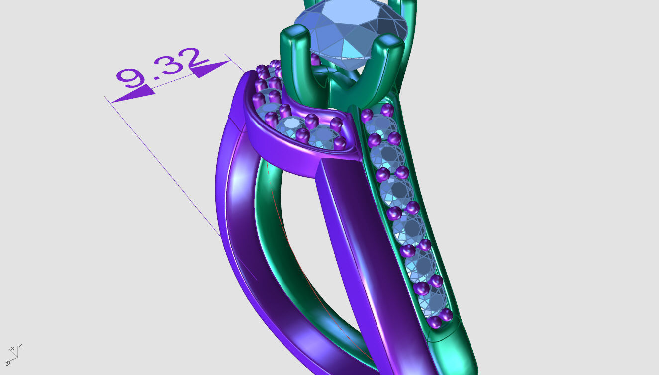 ZDR106 two diamond ring set gold 3D print model_6