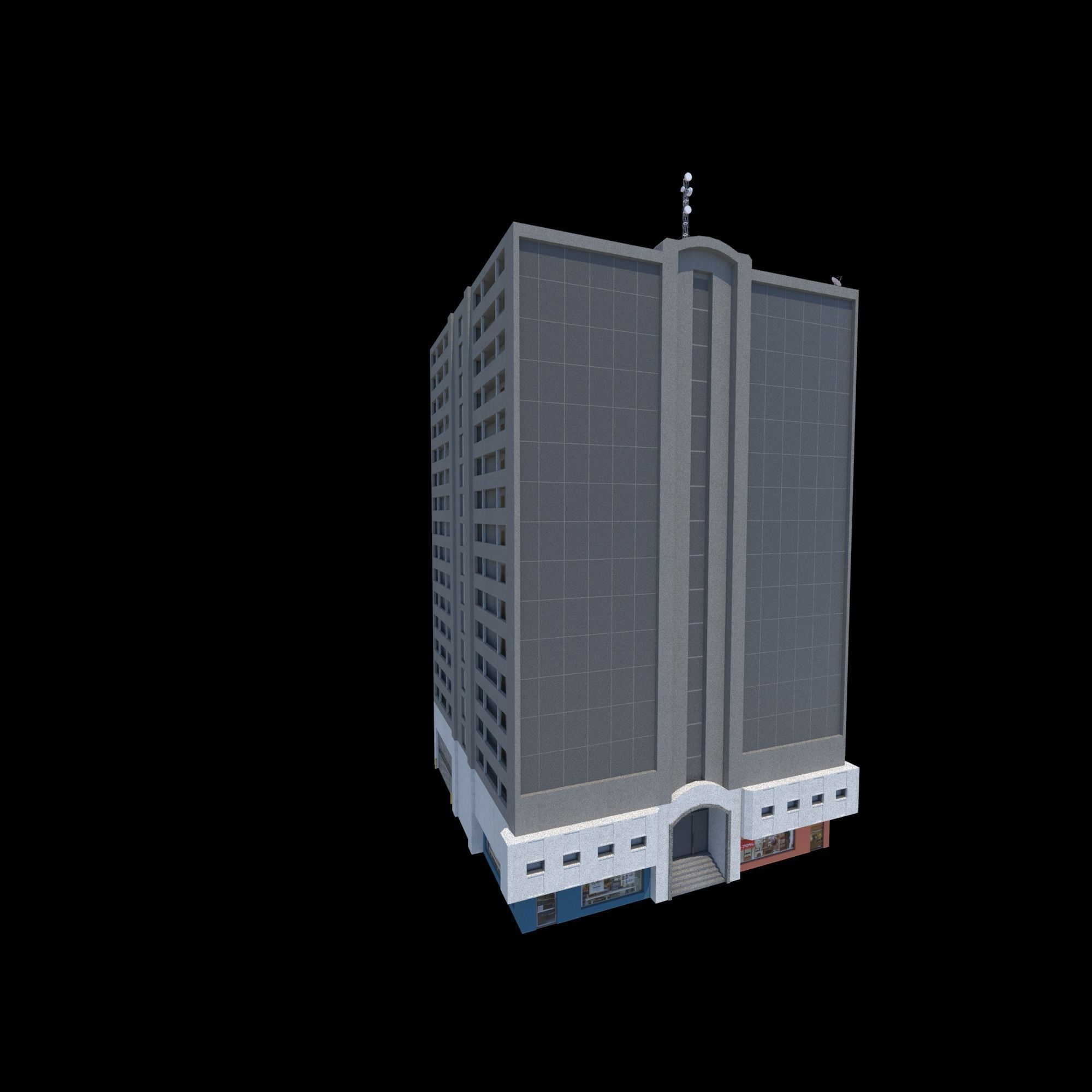 Pack of 20 Buildings Low-poly 3D model_1