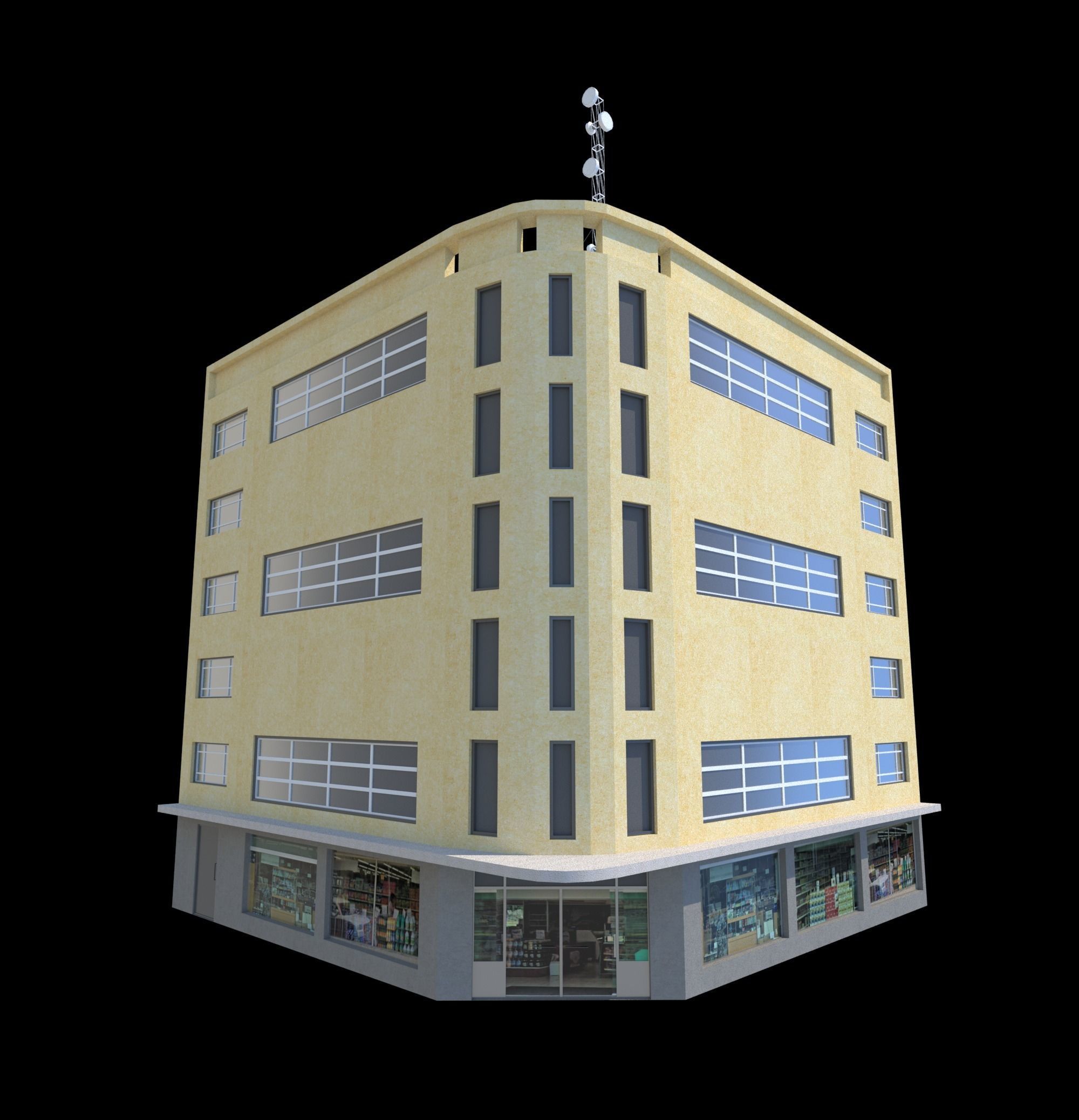 Pack of 20 Buildings Low-poly 3D model_16