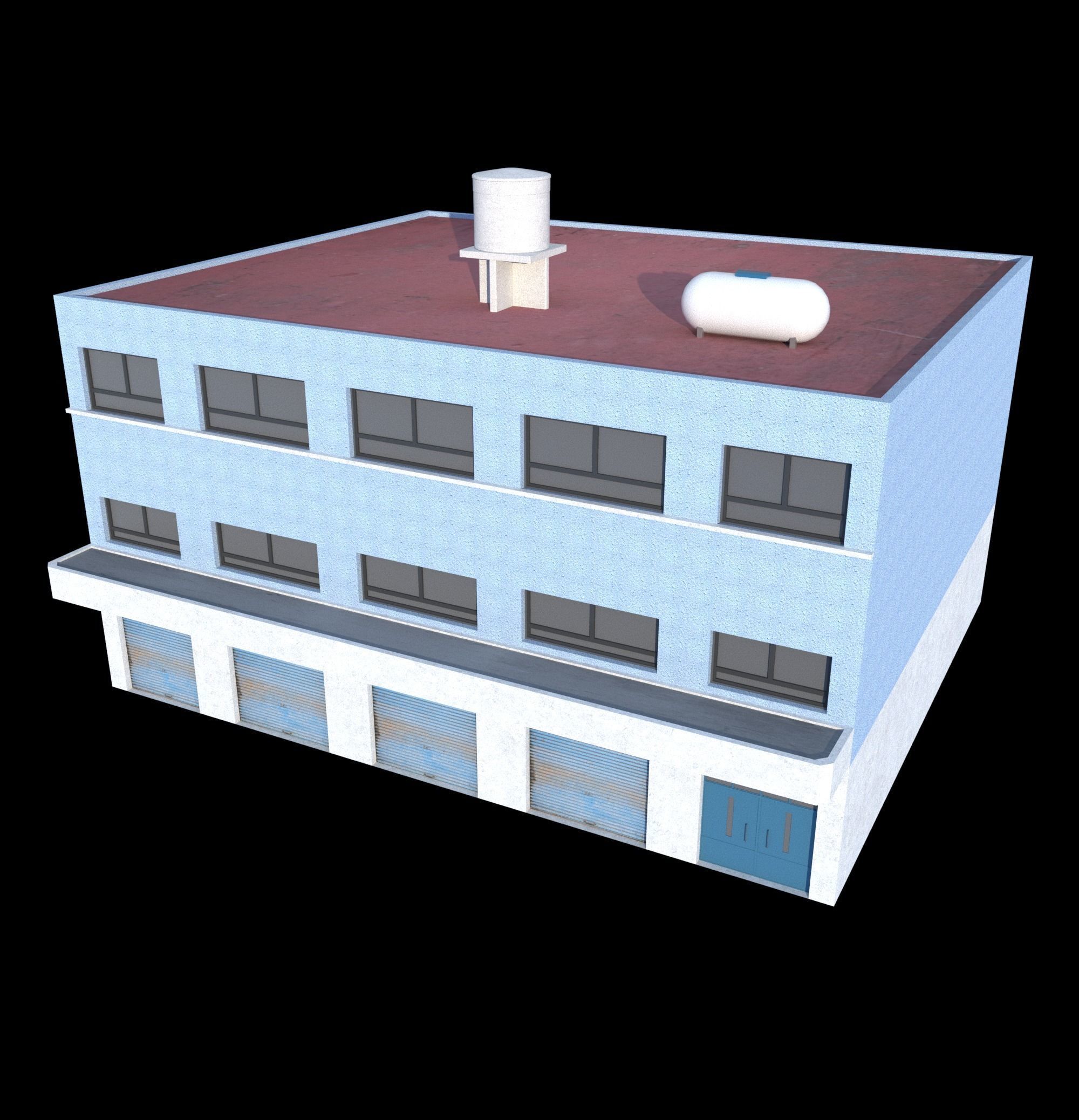 Pack of 20 Buildings Low-poly 3D model_14
