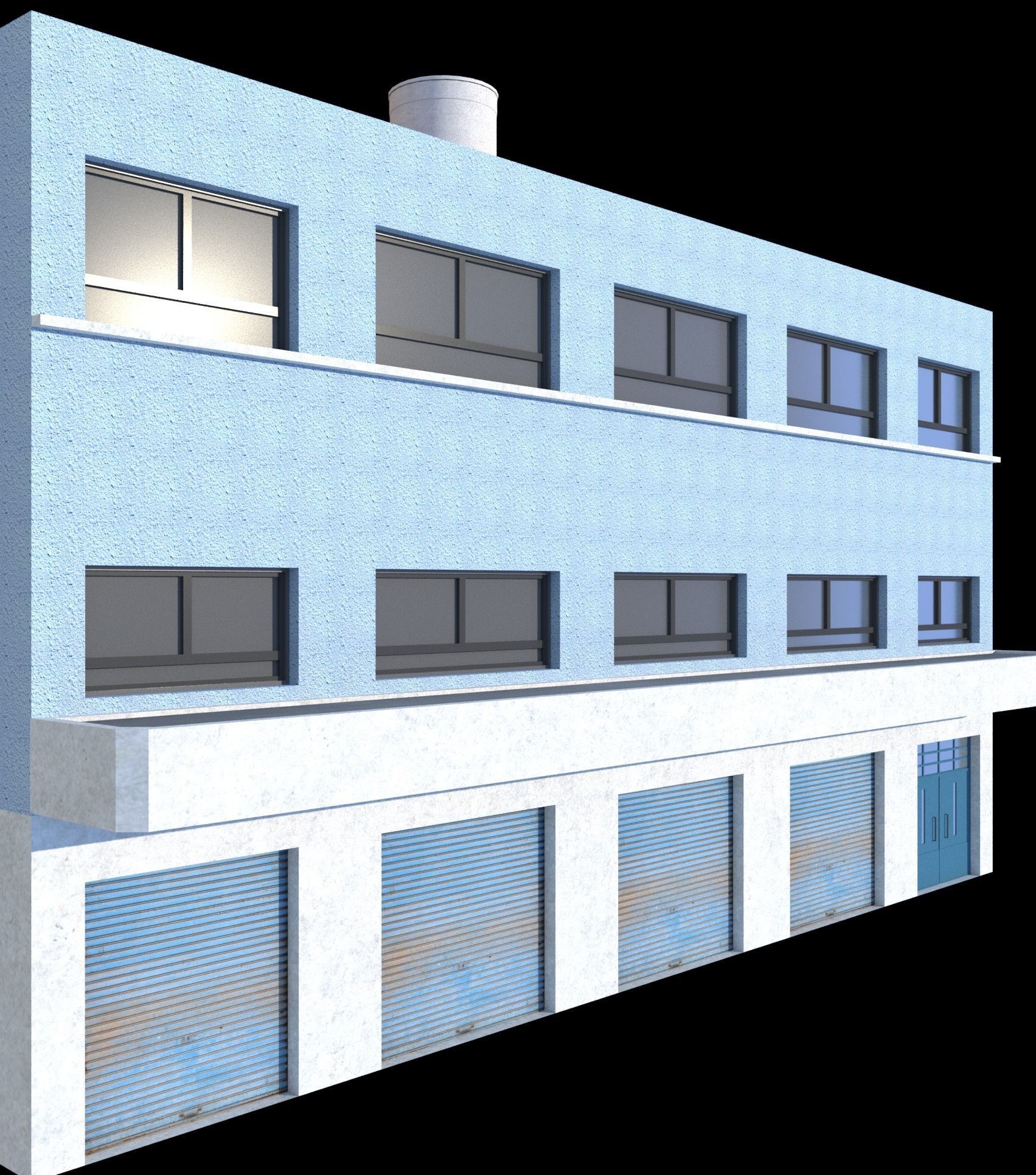 Pack of 20 Buildings Low-poly 3D model_15