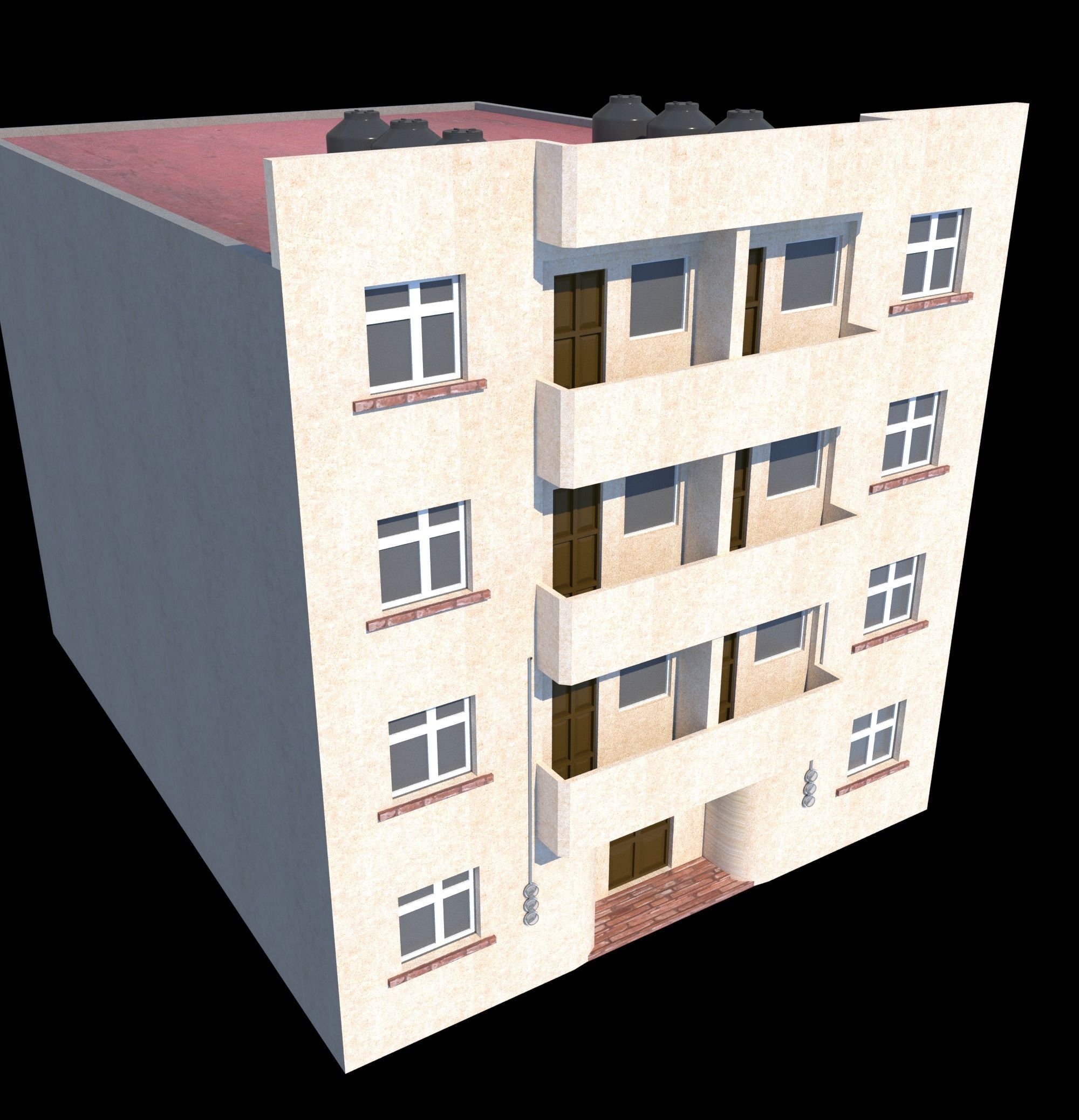 Pack of 20 Buildings Low-poly 3D model_42