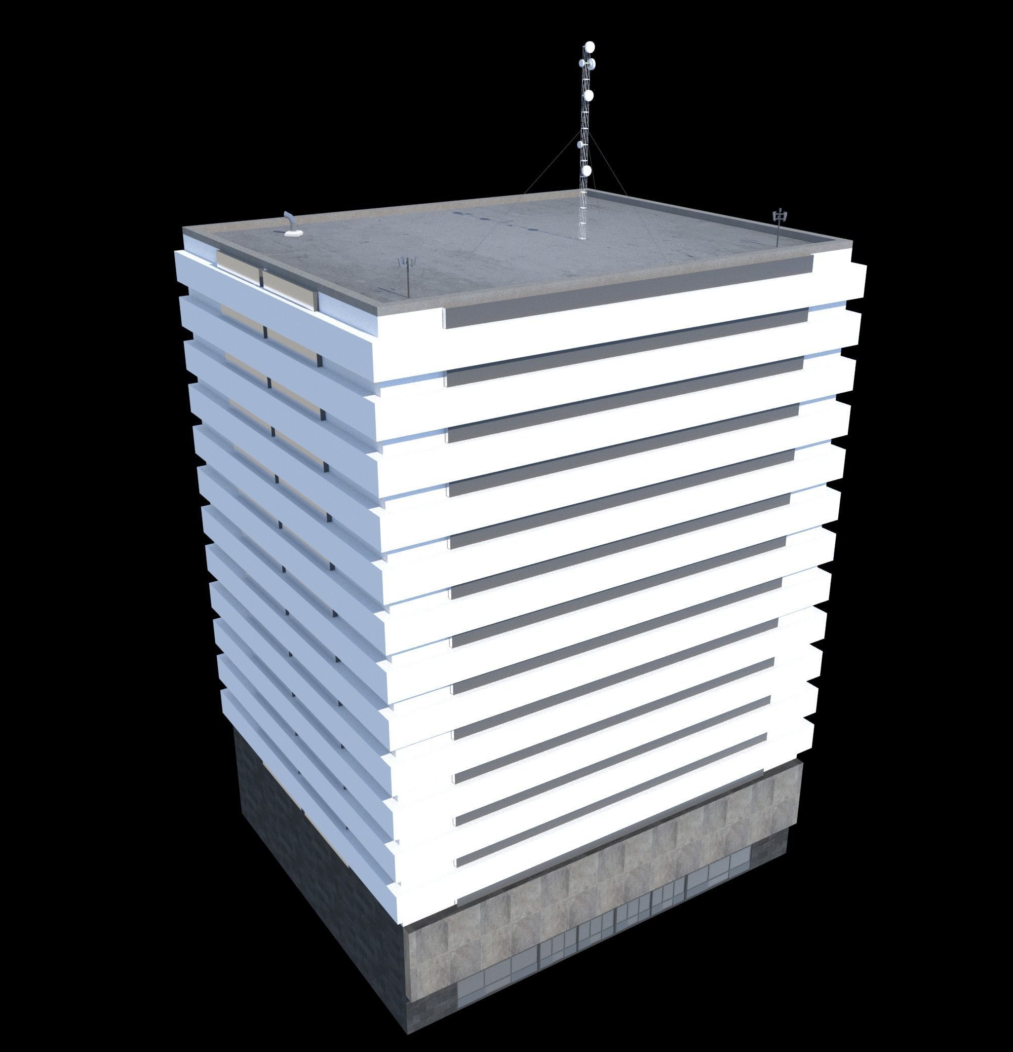 Pack of 20 Buildings Low-poly 3D model_37