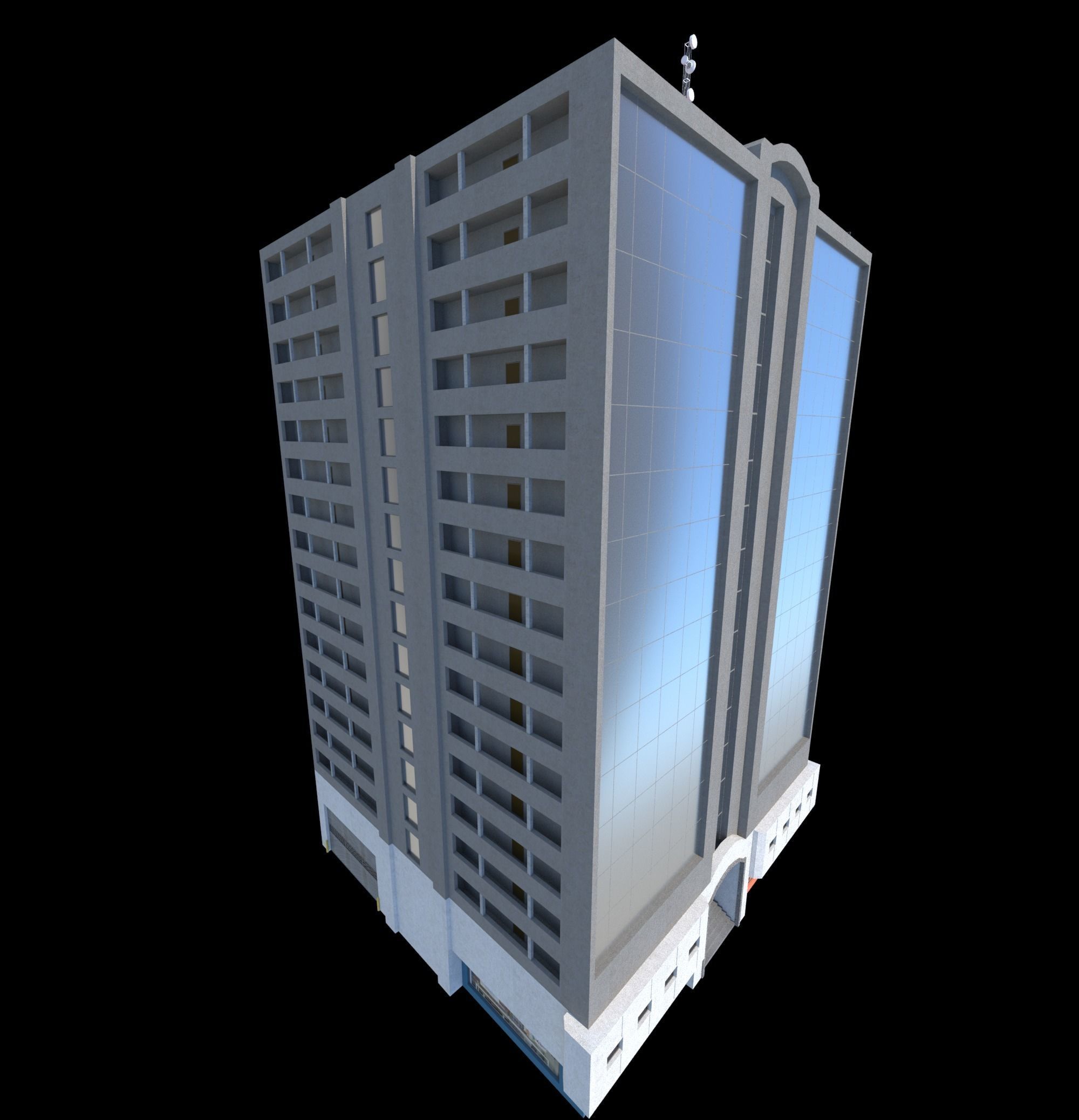 Pack of 20 Buildings Low-poly 3D model_48