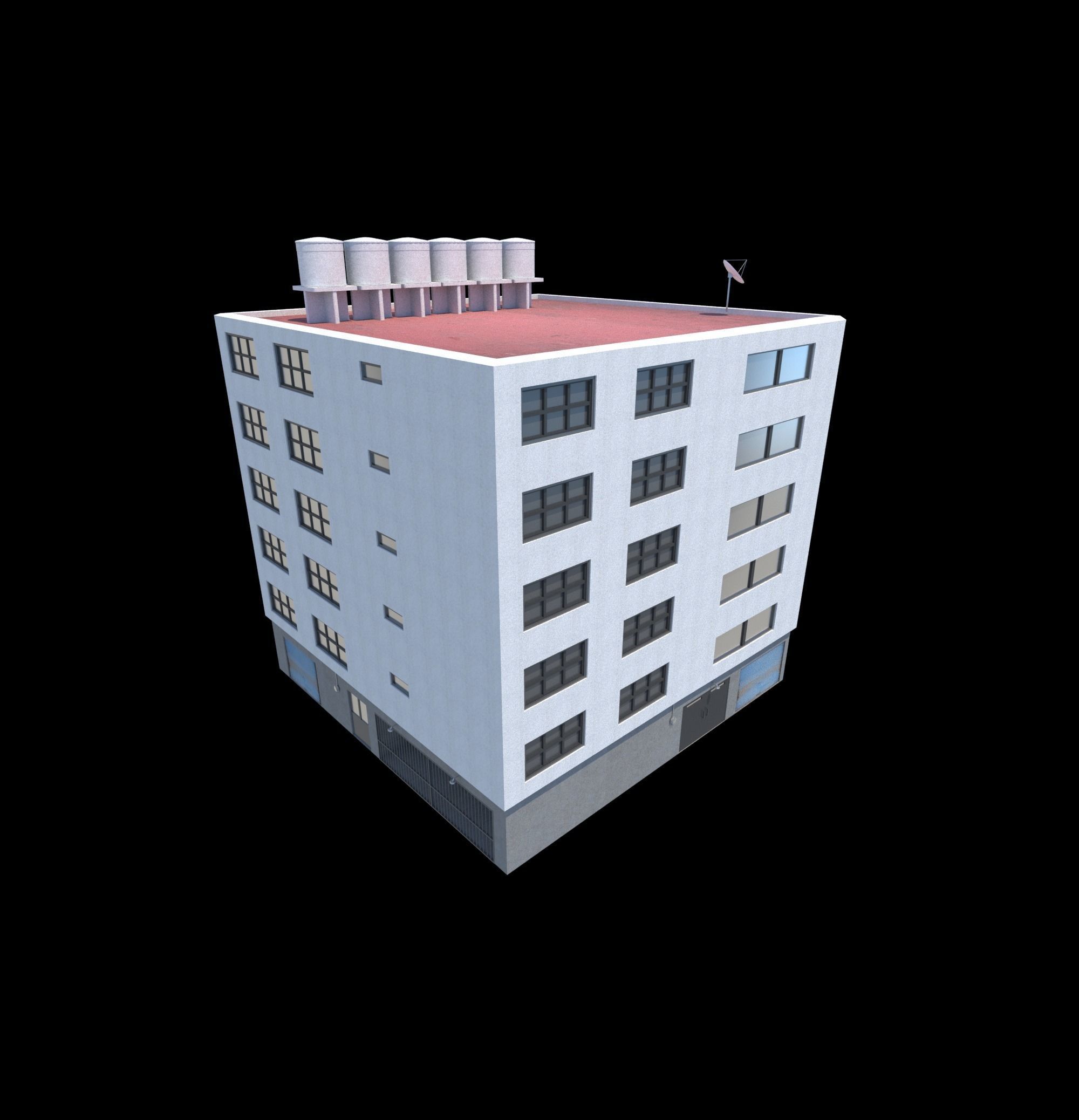 Pack of 20 Buildings Low-poly 3D model_6