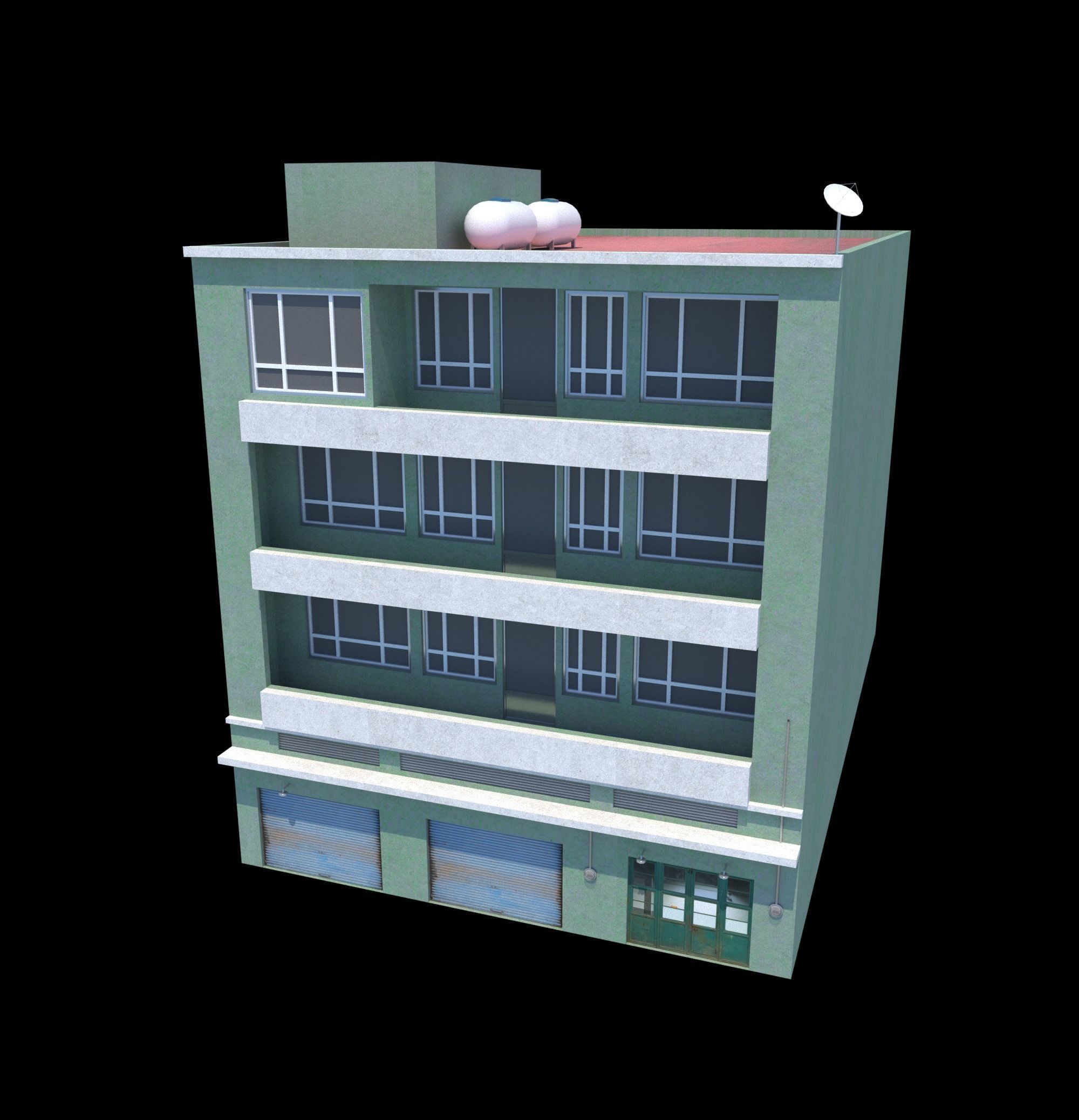 Pack of 20 Buildings Low-poly 3D model_29