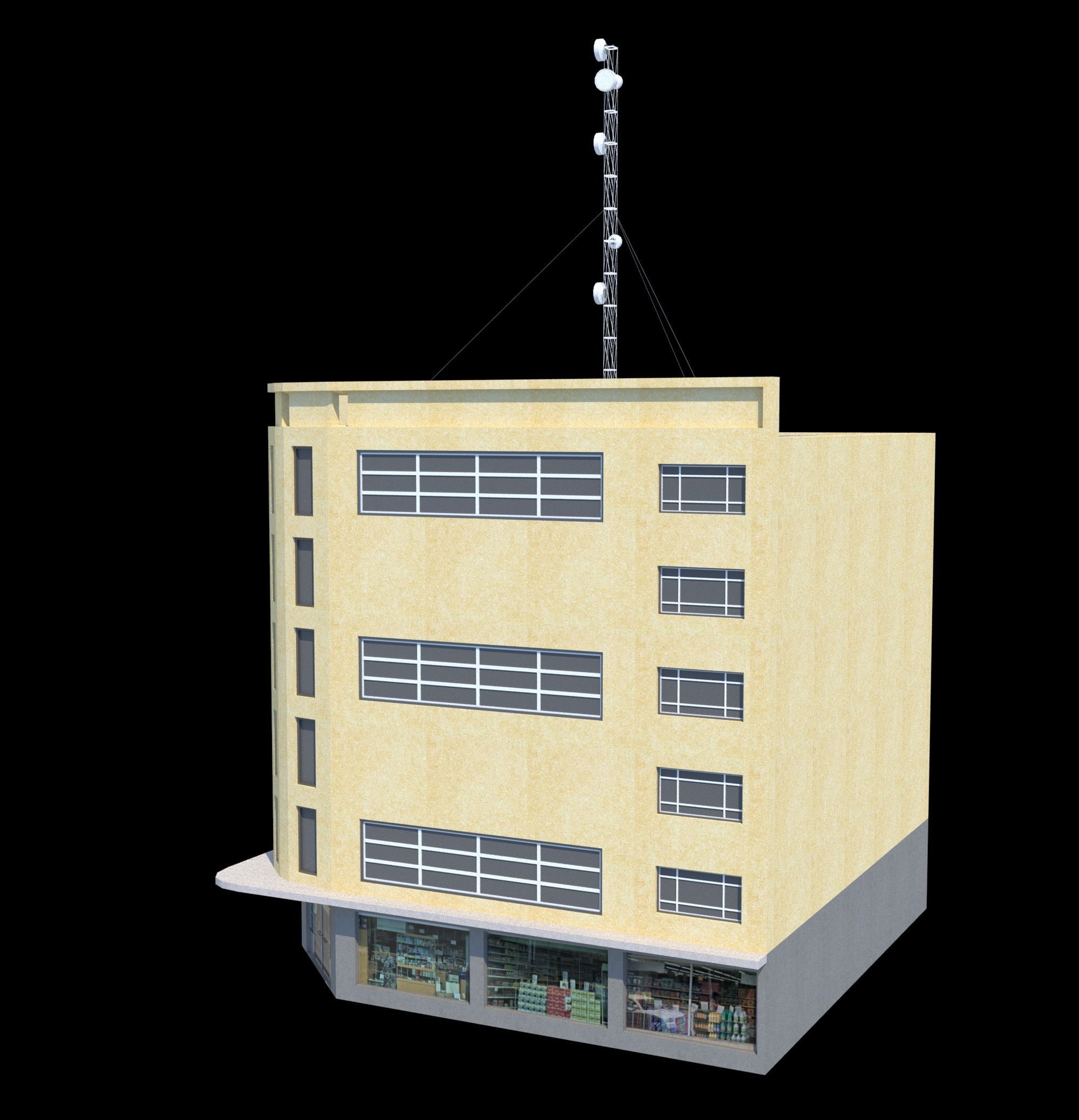 Pack of 20 Buildings Low-poly 3D model_17