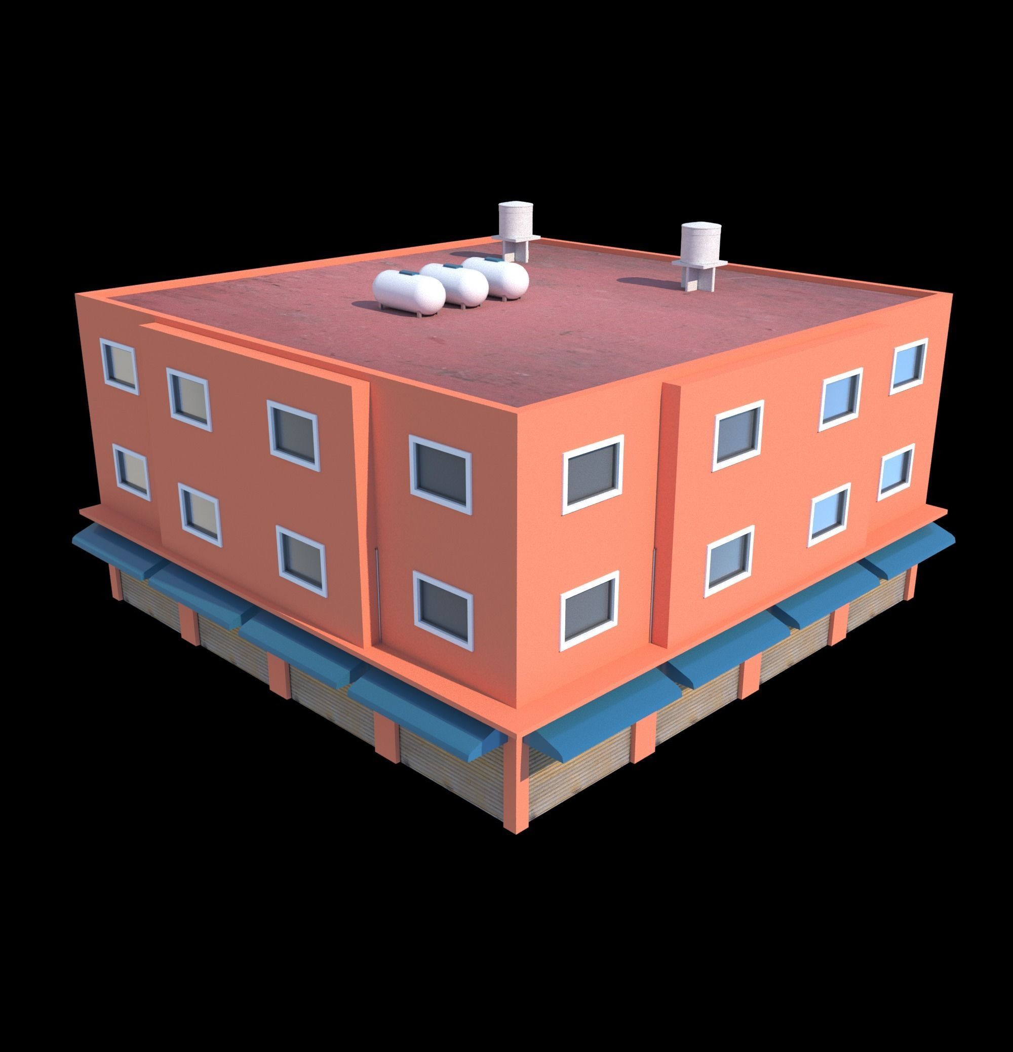 Pack of 20 Buildings Low-poly 3D model_40