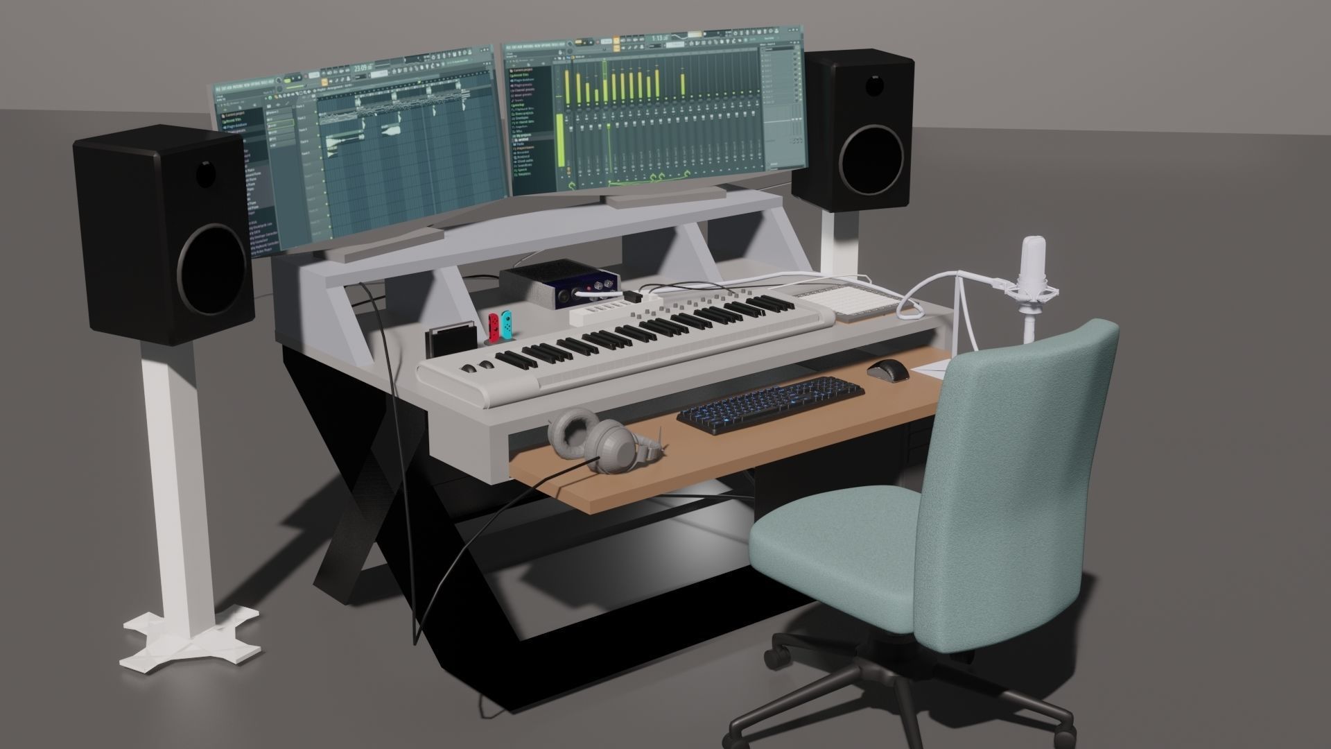 Studio Desk 3D model_1