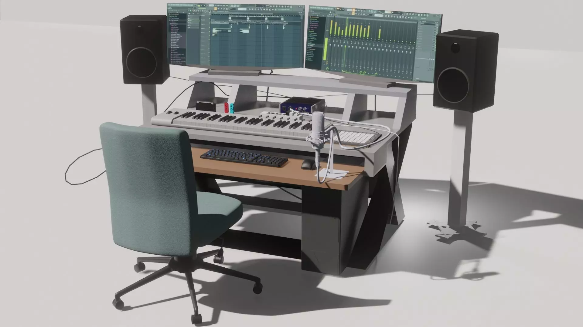 Studio Desk 3D model_0