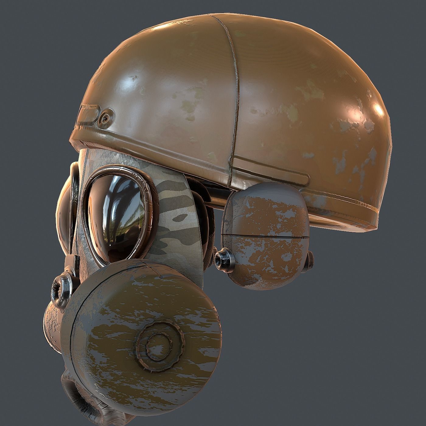 Gas mask helmet 3d model scifi Low-poly Low-poly 3D model_4