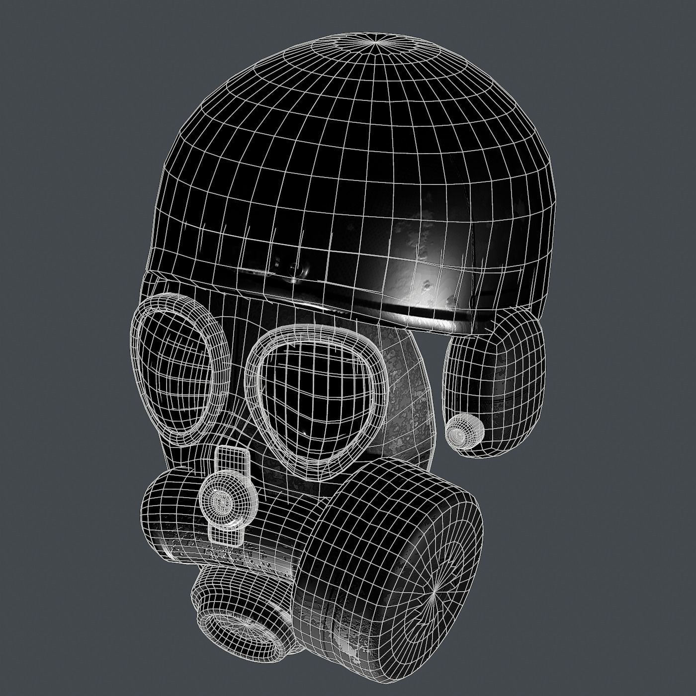 Gas mask helmet 3d model scifi Low-poly Low-poly 3D model_7