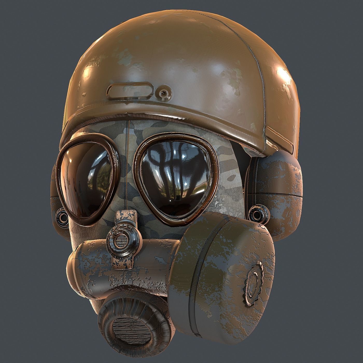 Gas mask helmet 3d model scifi Low-poly Low-poly 3D model_3