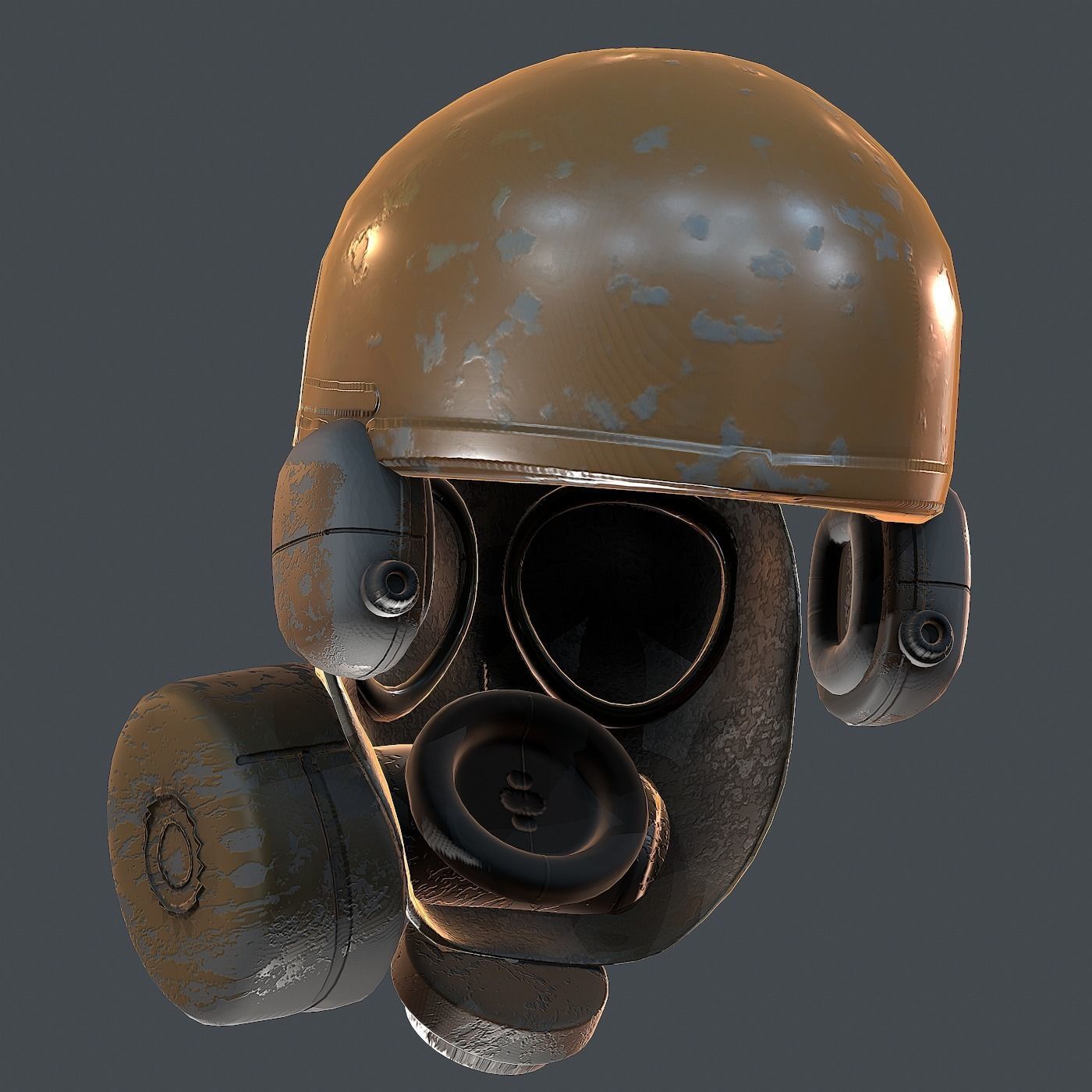 Gas mask helmet 3d model scifi Low-poly Low-poly 3D model_5