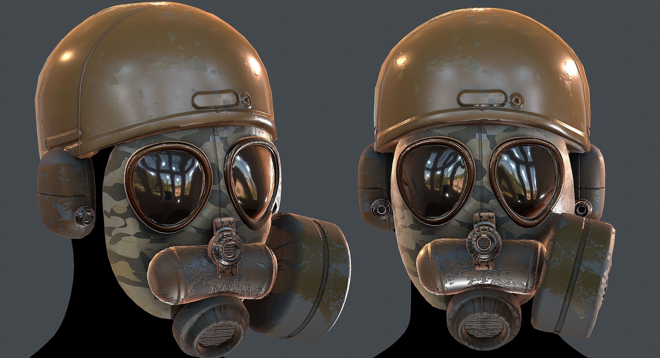 Gas mask helmet 3d model scifi Low-poly Low-poly 3D model_1